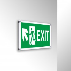 Scritta Exit sinistra alto in alluminio composito da parete