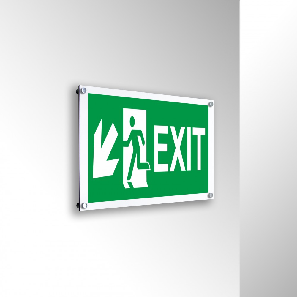 Scritta Exit sinistra basso in alluminio composito da parete