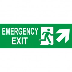 Scritta Emergency exit destra alto in plexiglass trasparente da soffitto