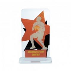 Trofeo di Partecipazione in plexiglass trasparente retrostampato rettangolare verticale con angoli arrotondati