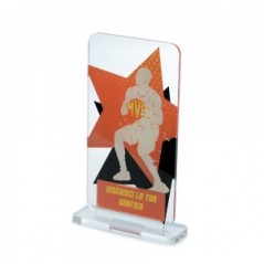 Trofeo di Partecipazione in plexiglass trasparente retrostampato rettangolare verticale con angoli arrotondati