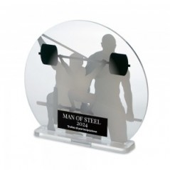 Trofeo di Partecipazione in plexiglass trasparente retrostampato circolare base piatta