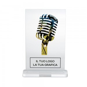 Trofeo di Partecipazione in plexiglass trasparente retrostampato rettangolare verticale
