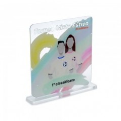 Trofeo di Partecipazione in plexiglass trasparente retrostampato quadrato angoli arrotondati