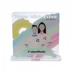 Trofeo di Partecipazione in plexiglass trasparente retrostampato quadrato angoli arrotondati