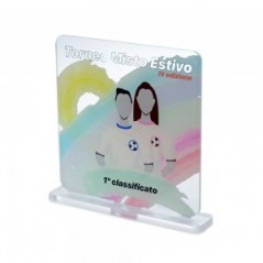 Trofeo di Partecipazione in plexiglass trasparente retrostampato quadrato angoli arrotondati