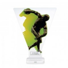 Trofeo di Partecipazione in plexiglass trasparente retrostampato trapezoidale con base rialzata