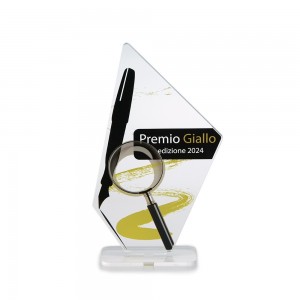 Trofeo di Partecipazione in plexiglass trasparente retrostampato pentagono irregolare