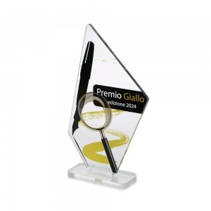Trofeo di Partecipazione in plexiglass trasparente retrostampato pentagono irregolare