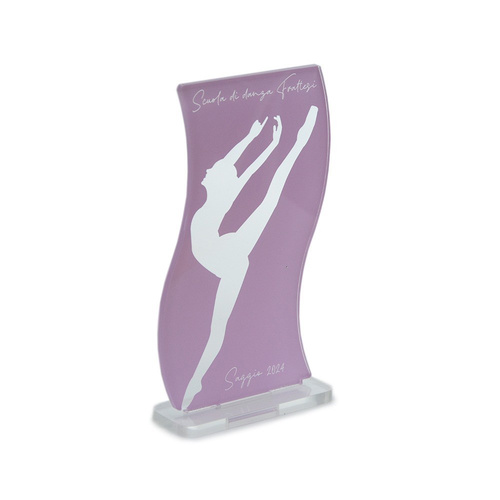 Trofeo di Partecipazione in plexiglass trasparente retrostampato ondulato