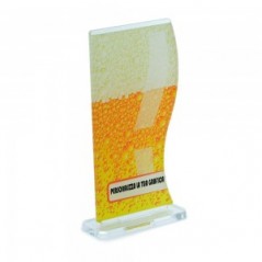 Trofeo di Partecipazione in plexiglass trasparente retrostampato rettangolare verticale ondulato lato destro