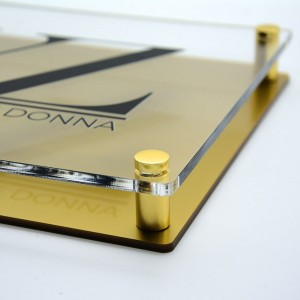 Targa Doppia Lastra in Plexiglass Gold e Trasparente Stampata Rettangolare o Quadrata