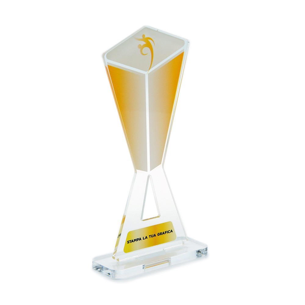 Trofeo di Partecipazione in plexiglass trasparente retrostampato piramide invertita