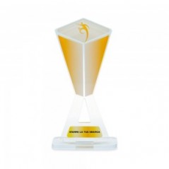 Trofeo di Partecipazione in plexiglass trasparente retrostampato piramide invertita