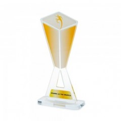 Trofeo di Partecipazione in plexiglass trasparente retrostampato piramide invertita