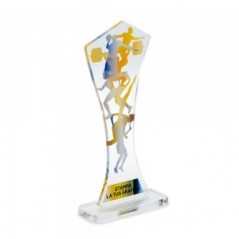 Trofeo di Partecipazione in plexiglass trasparente retrostampato pentagono con due lati curvi