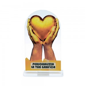 Trofeo di Partecipazione in plexiglass trasparente retrostampato rettangolare verticale con arco superiore