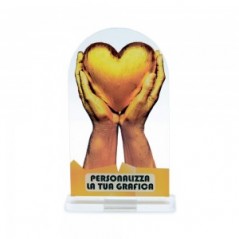Trofeo di Partecipazione in plexiglass trasparente retrostampato rettangolare verticale con arco superiore