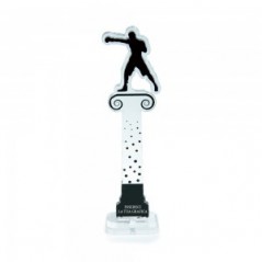 Trofeo di Partecipazione in plexiglass trasparente retrostampato pugile su colonna