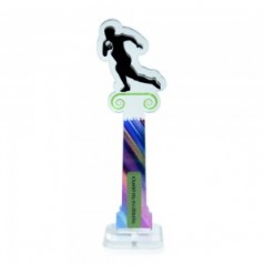 Trofeo di Partecipazione in plexiglass trasparente retrostampato rugbista su colonna