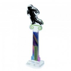 Trofeo di Partecipazione in plexiglass trasparente retrostampato rugbista su colonna