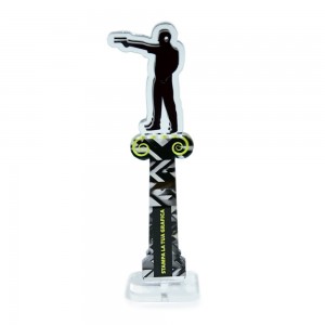Trofeo di Partecipazione in plexiglass trasparente retrostampato tiro sportivo pistola su colonna