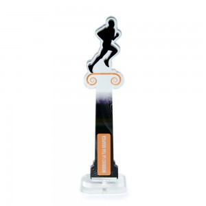 Trofeo di Partecipazione in plexiglass trasparente retrostampato corridore su colonna