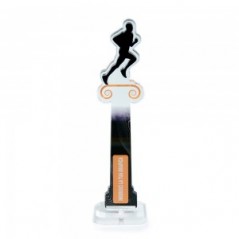 Trofeo di Partecipazione in plexiglass trasparente retrostampato corridore su colonna