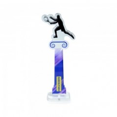 Trofeo di Partecipazione in plexiglass trasparente retrostampato tennista su colonna