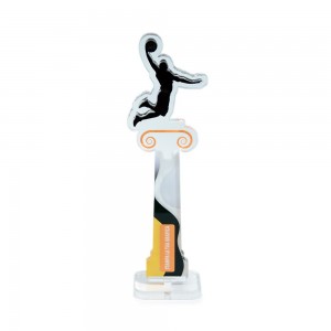 Trofeo di Partecipazione in plexiglass trasparente retrostampato cestita su colonna