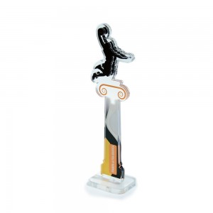 Trofeo di Partecipazione in plexiglass trasparente retrostampato cestita su colonna