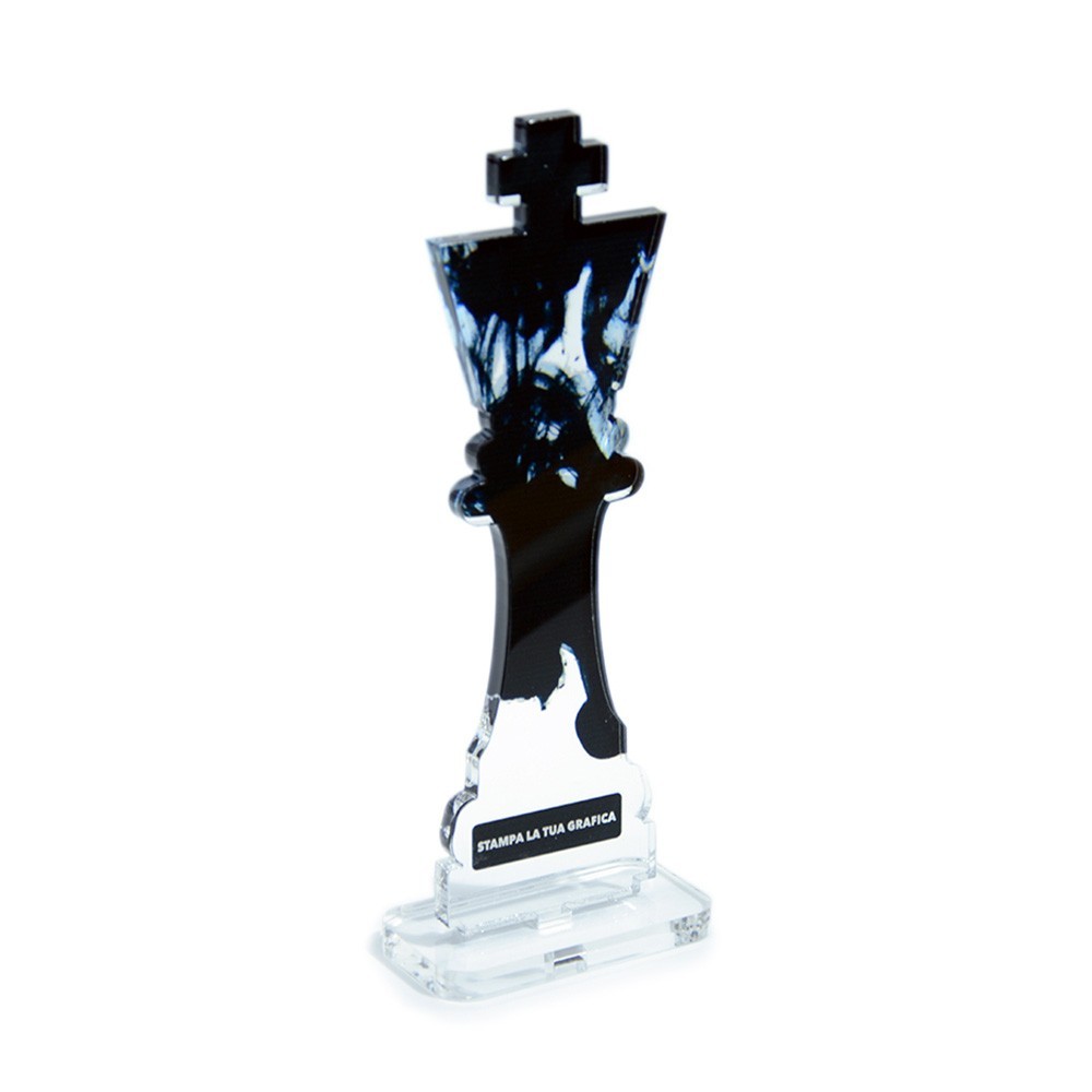 Trofeo di Partecipazione in plexiglass trasparente retrostampato Re scacchi