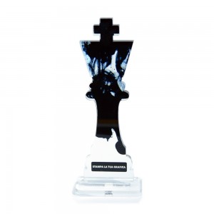 Trofeo di Partecipazione in plexiglass trasparente retrostampato Re scacchi