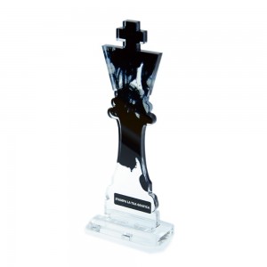 Trofeo di Partecipazione in plexiglass trasparente retrostampato Re scacchi