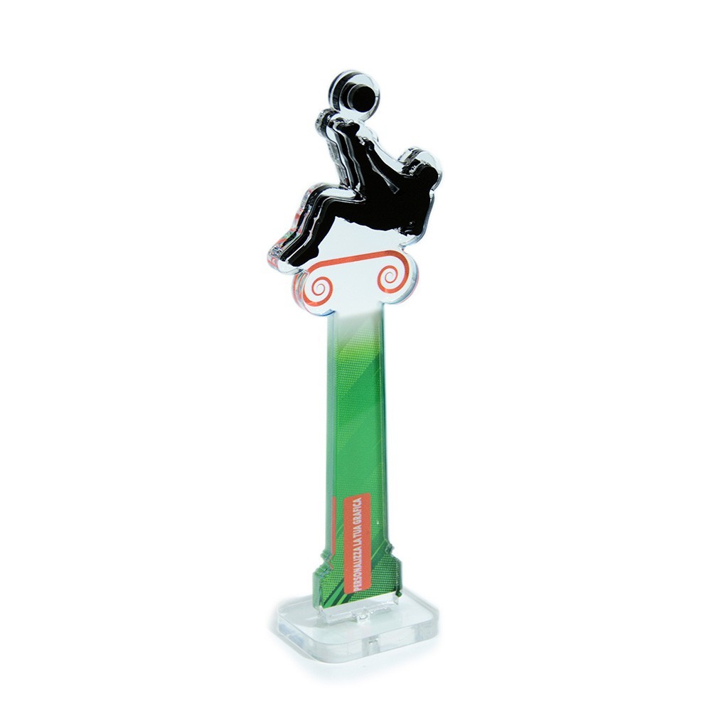 Trofeo di Partecipazione in plexiglass trasparente retrostampato calciatore su colonna