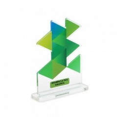 Trofeo Smart in plexiglass trasparente retrostampato triangoli sovrapposti