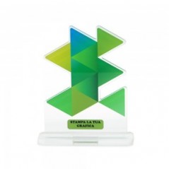 Trofeo Smart in plexiglass trasparente retrostampato triangoli sovrapposti