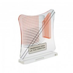 Trofeo Smart in plexiglass trasparente retrostampato quadrato con lati curvi e angoli arrotondati