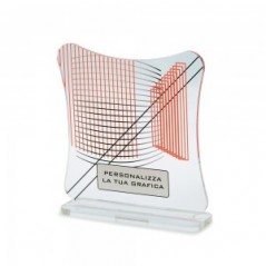 Trofeo Smart in plexiglass trasparente retrostampato quadrato con lati curvi e angoli arrotondati