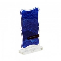 Trofeo Smart in plexiglass trasparente retrostampato doppio quadrato con lati curvi e angoli arrotondati