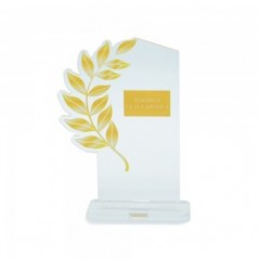 Trofeo Template in plexiglass trasparente retrostampato foglia di alloro