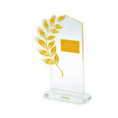 Trofeo Template in plexiglass trasparente retrostampato foglia di alloro