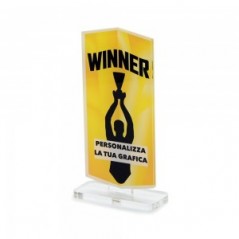 Trofeo Template in plexiglass trasparente retrostampato esagono allungato verticale
