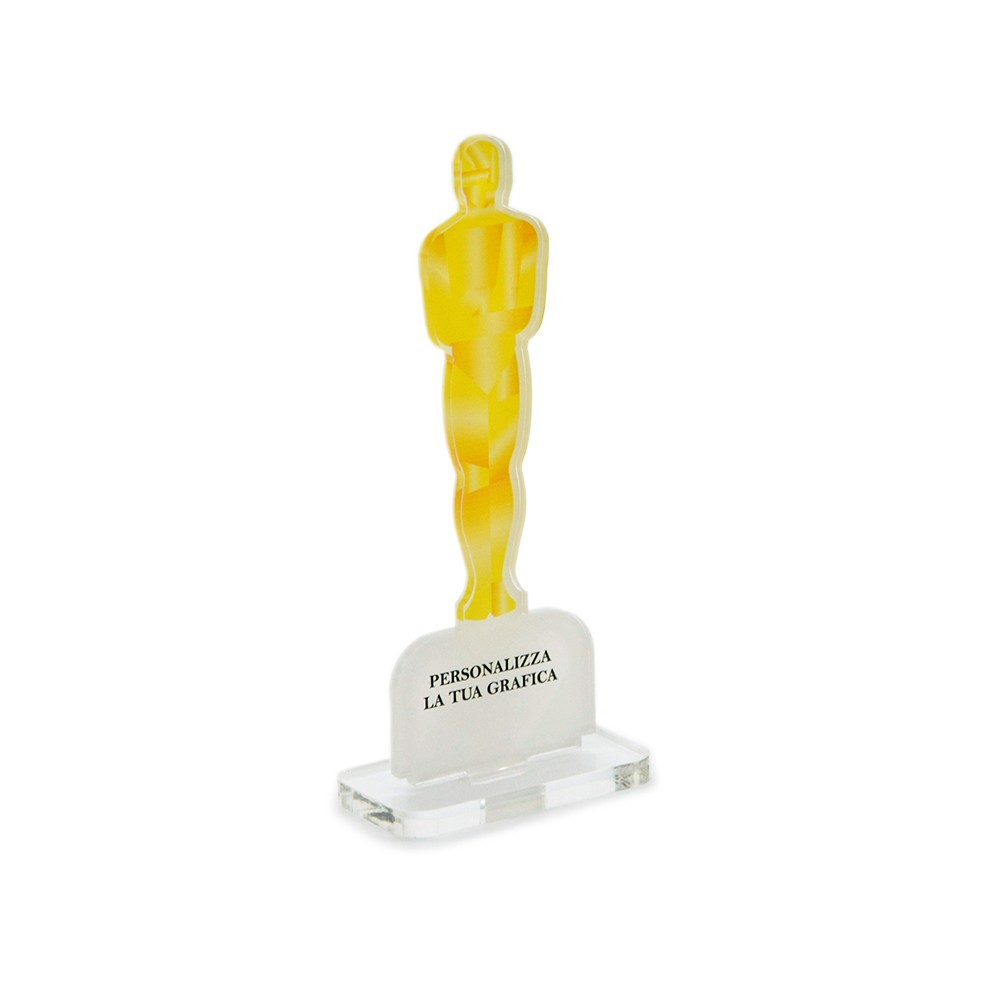 Trofeo Template in plexiglass trasparente retrostampato statuetta Oscar