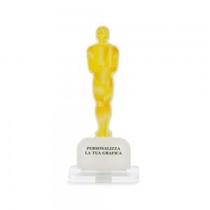 Trofeo Template in plexiglass trasparente retrostampato statuetta Oscar