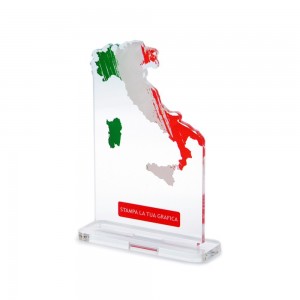 Trofeo Template in plexiglass trasparente retrostampato Italia