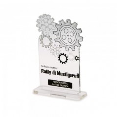 Trofeo Template in plexiglass trasparente retrostampato ingranaggi