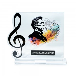 Trofeo Template in plexiglass trasparente retrostampato chiave di violino