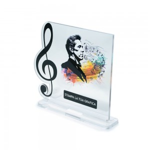 Trofeo Template in plexiglass trasparente retrostampato chiave di violino