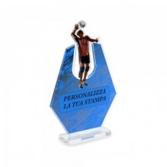 Trofeo Sport in plexiglass trasparente retrostampato esagono pallavolista